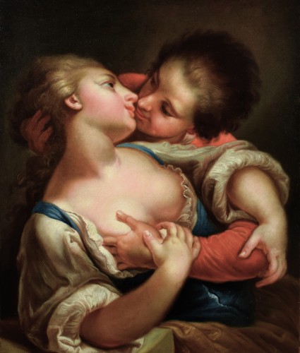 Sapphic Erotic Scene - Felice Boscaratti (1721 – 1807) - Paintings & Drawings Style Louis XV